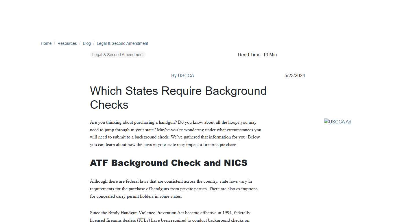 Which States Require a Background Check? USCCA
